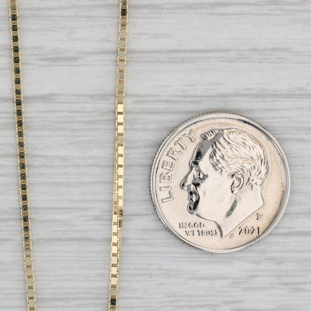 Gray New Box Chain 14k Yellow Gold 16" 1.1mm Lobster Clasp