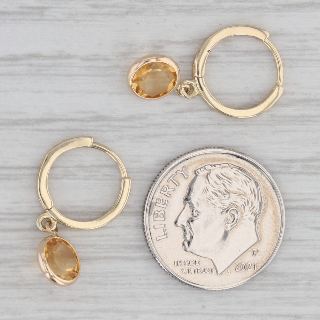 Gray 1.44ctw Orange Citrine Hoop Dangle Earrings 14k Yellow Gold