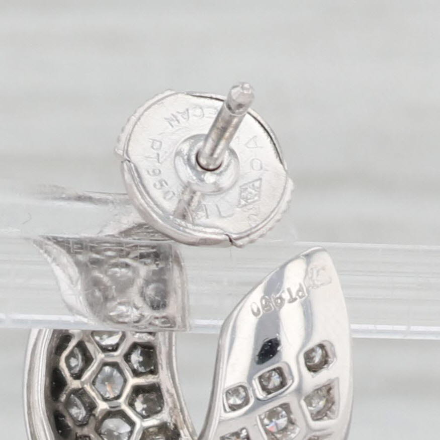 Light Gray New 2ctw VS Inside Out Diamond Hoop Earrings 950 Platinum Pierced Screw Backs