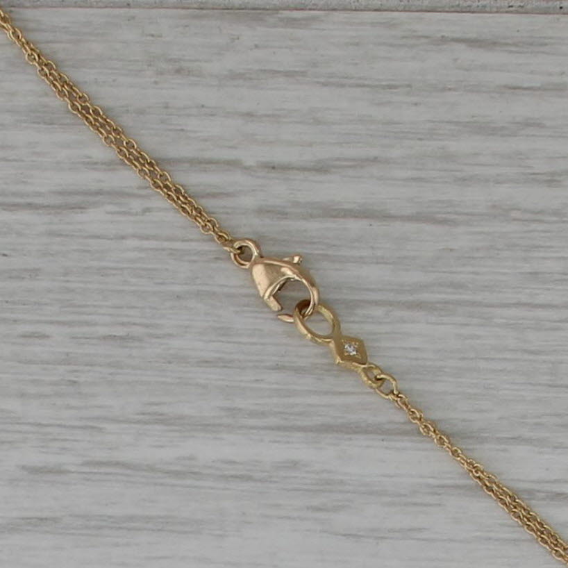 0.10ctw Sapphire Diamond Pendant Necklace 18k Yellow Gold 16.25" Cable Chain