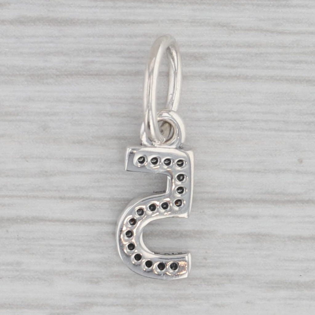 Gray New Authentic Pandora Number 5 Dangle Charm 791343CZ Clear CZ Pendant Silver