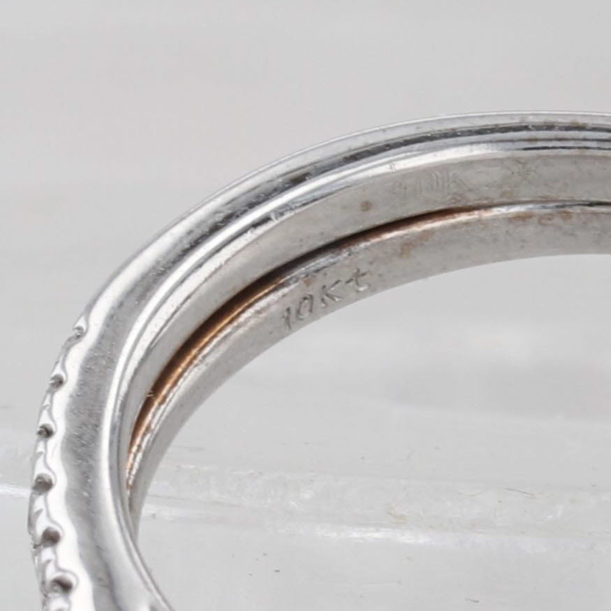 Light Gray 0.44ctw Diamond Halo Engagement Ring Wedding Band Bridal Set 10k Gold Size 6.75