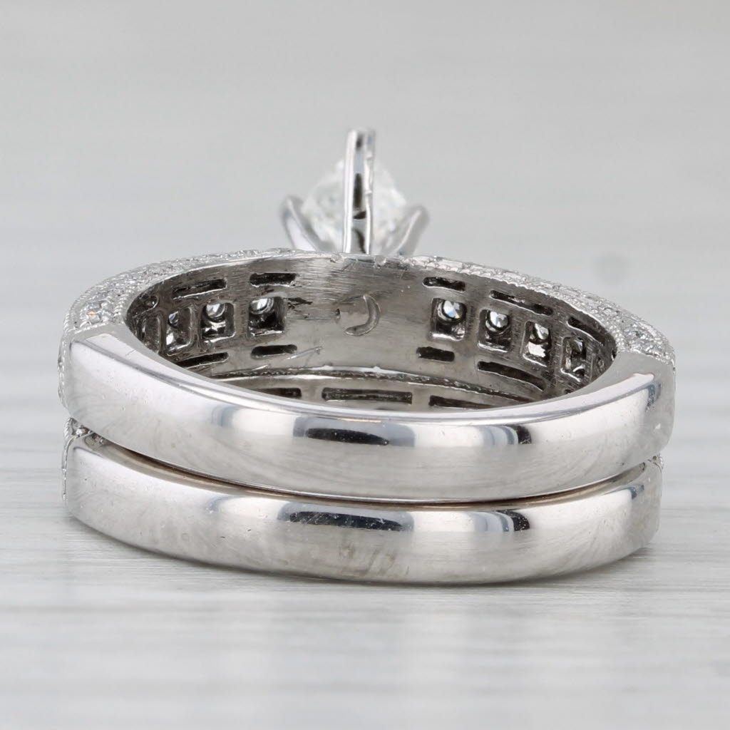 Gray Shane & Co Marquise Diamond Engagement Ring Wedding Band Bridal Set Platinum EGL