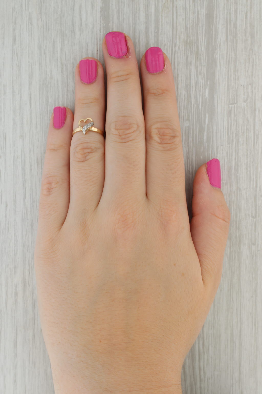 Dark Gray Diamond Accented Heart Ring 10k Yellow Gold Size 5