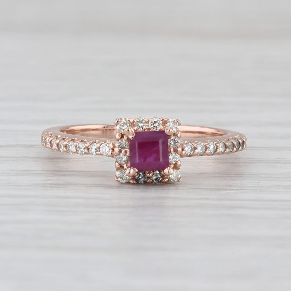 0.60ctw Ruby Diamond Halo Ring 14k Rose Gold Size 7 Engagement