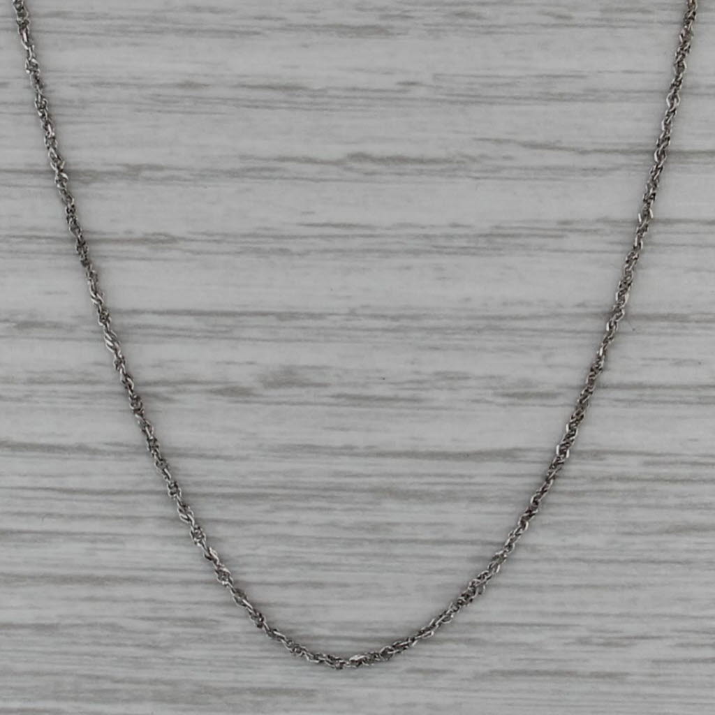 18" 1.1mm Fine Rope Chain Necklace 14k White Gold