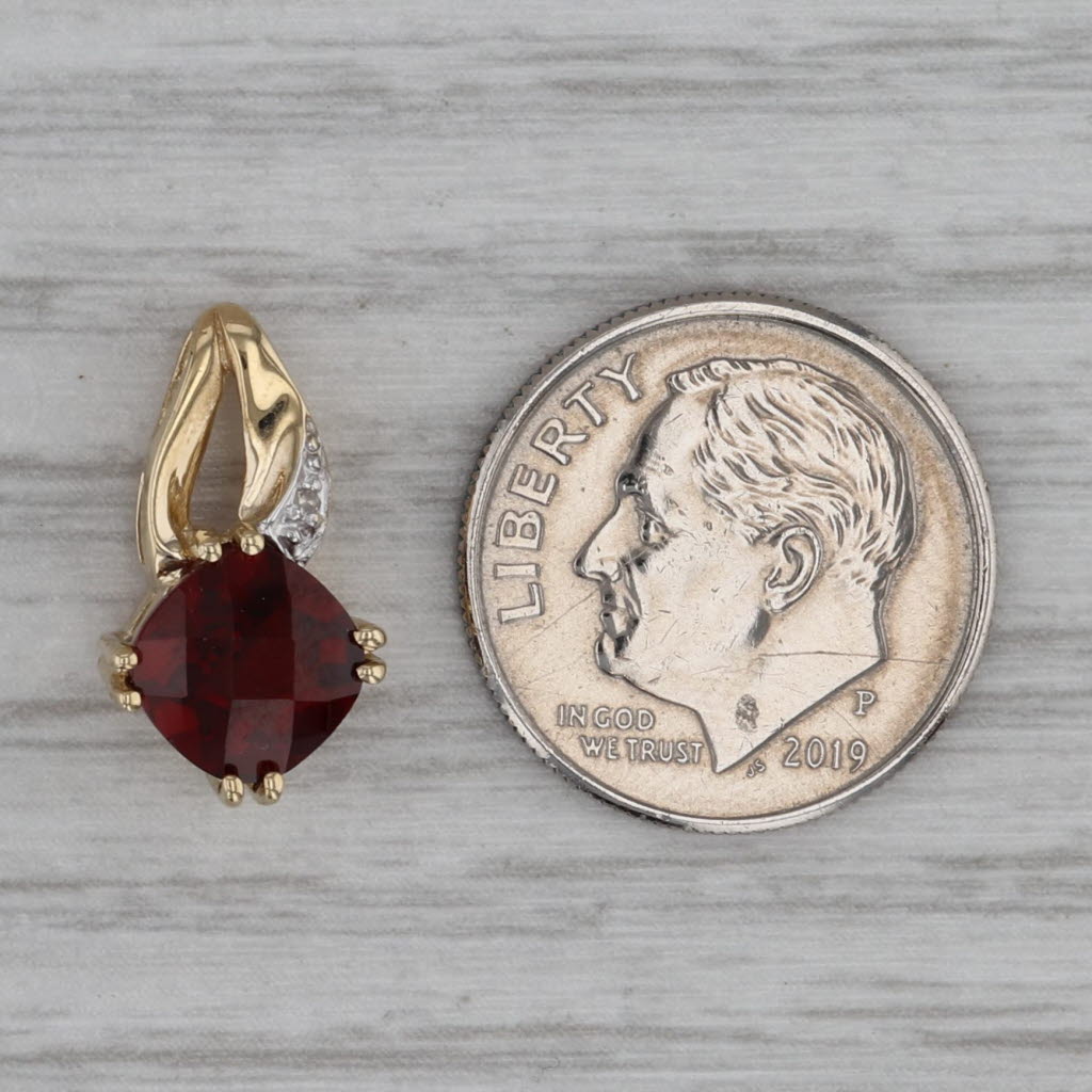 Dark Gray 1.70ct Garnet Diamond Pendant 10k Yellow Gold Small Drop