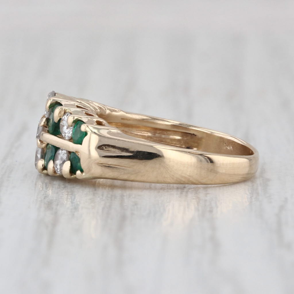 1.02ctw Emerald Diamond Tiered Rooftop Ring 14k Yellow Gold Size 4.25