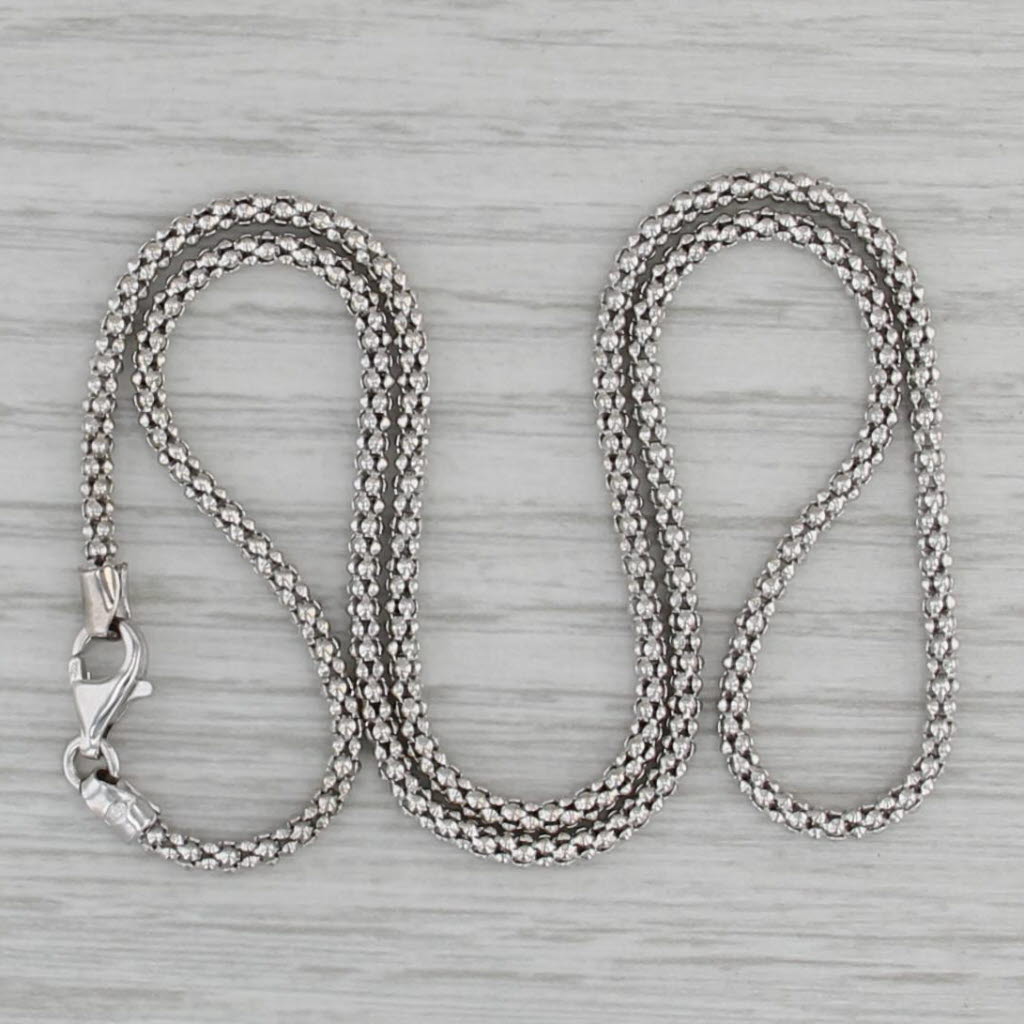 16.5" Popcorn Necklace 18k White Gold 2.3mm Lobster Clasp