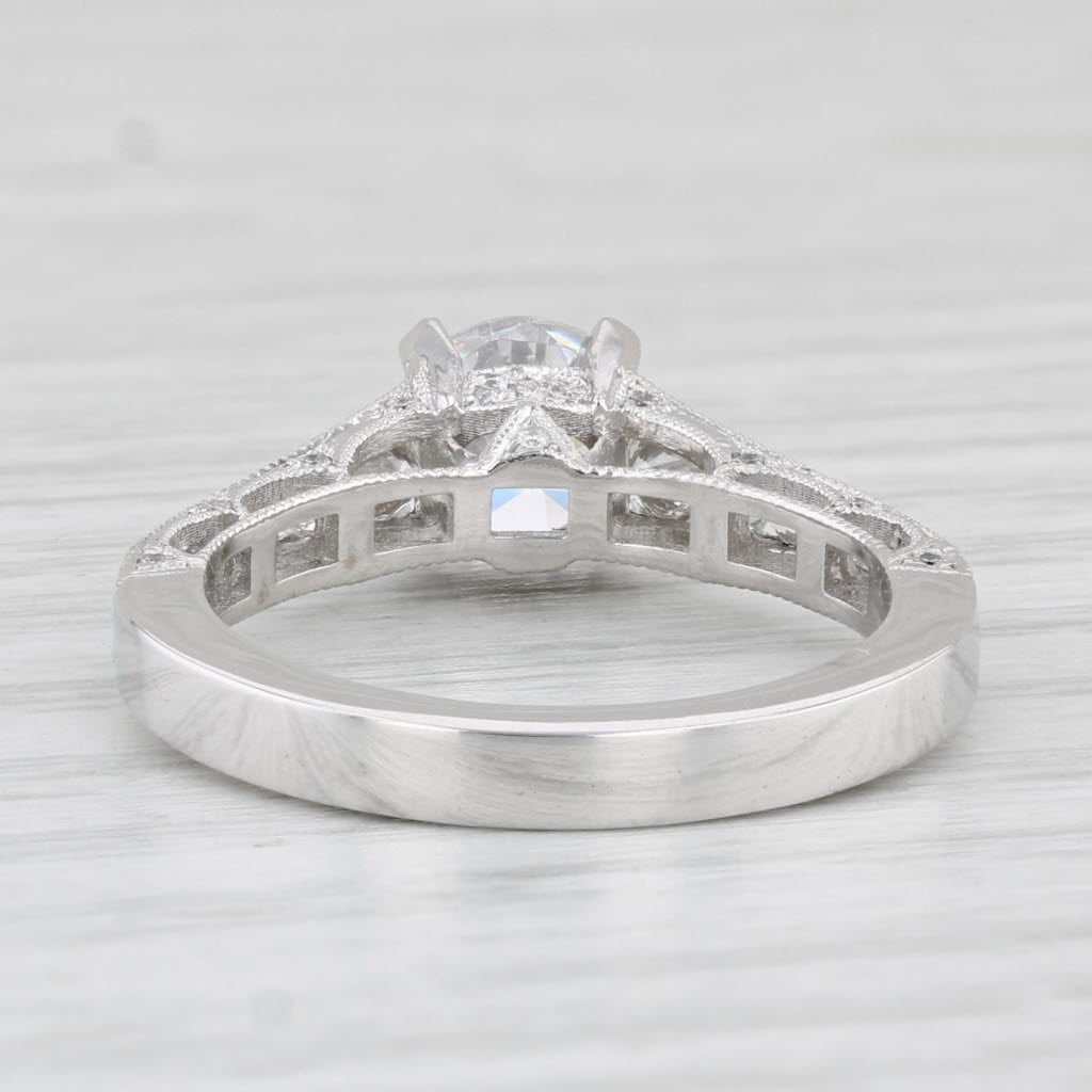 Light Gray New Tacori Diamond Semi Mount Engagement Ring 18k White Gold Certificate Sz 6.5