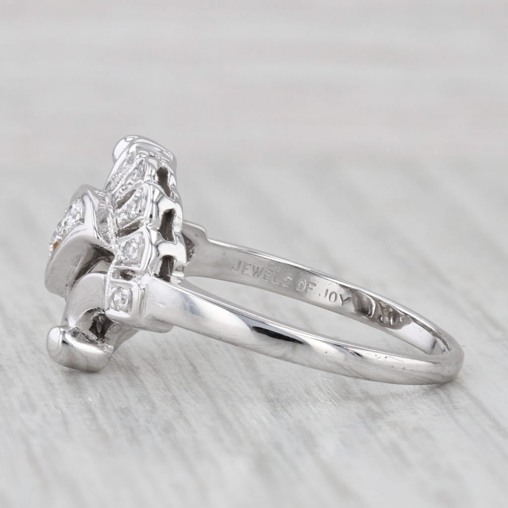 Vintage 0.26ctw Diamond Bypass Ring 14k White Gold Size 8.5