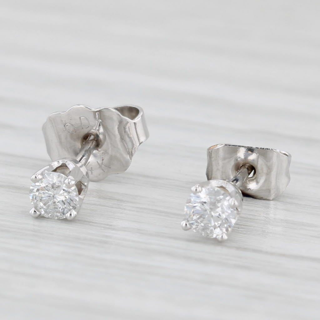 Light Gray 0.20ctw Diamond Stud Earrings 14k White Gold Round Solitaire Studs