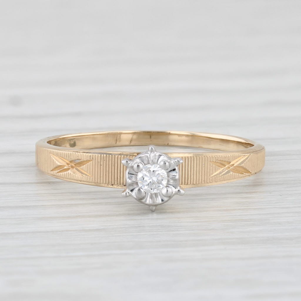 Light Gray Round Diamond Solitaire Ring 14k Yellow Gold Size 6.5 Engagement