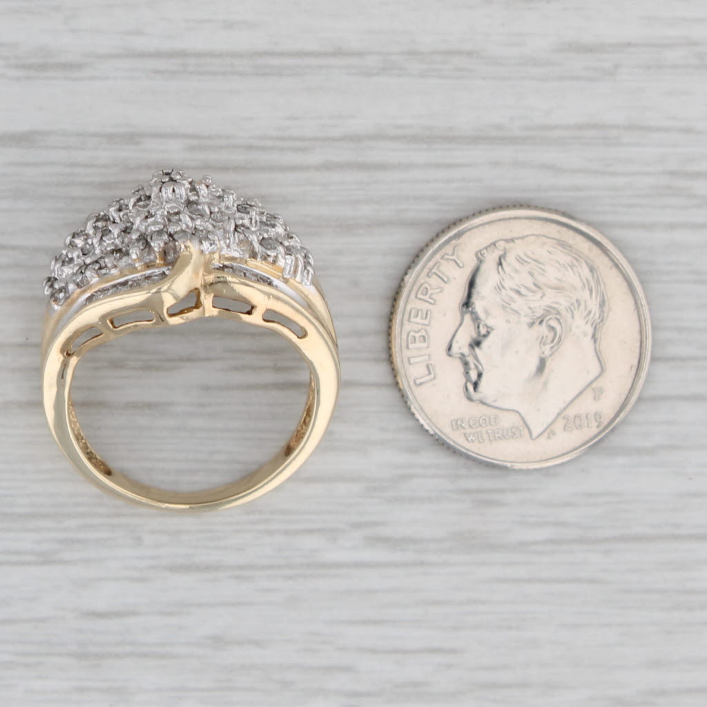 Gray 0.30ctw Diamond Cluster Bypass Ring 14k Yellow Gold Size 5.25