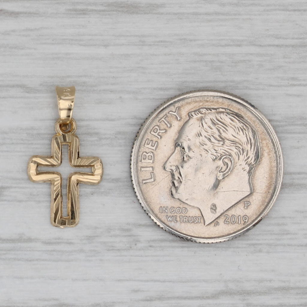 Gray Small Cross Pendant 14k Yellow Gold
