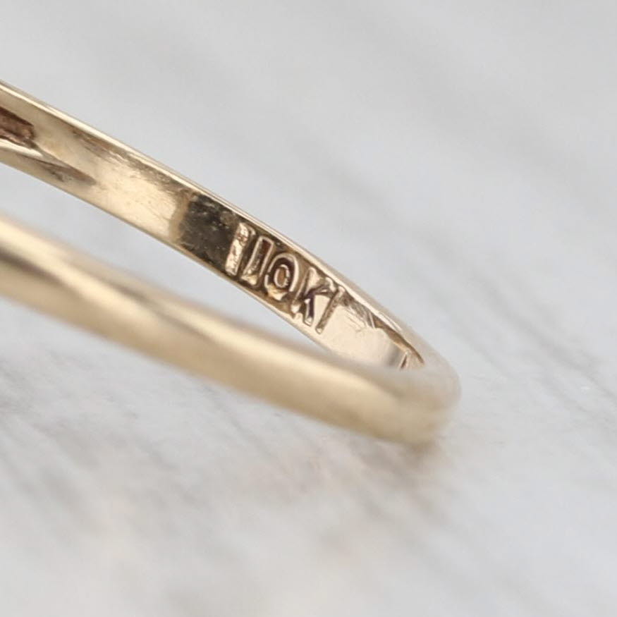 Light Gray Engravable Signet Ring 10k Yellow Gold Size 6.25 Black Glass