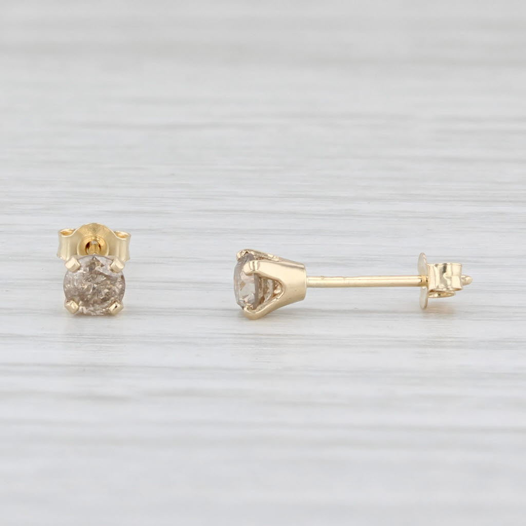 Light Gray 0.33ctw Round Diamond Solitaire Stud Earrings 14k Yellow Gold