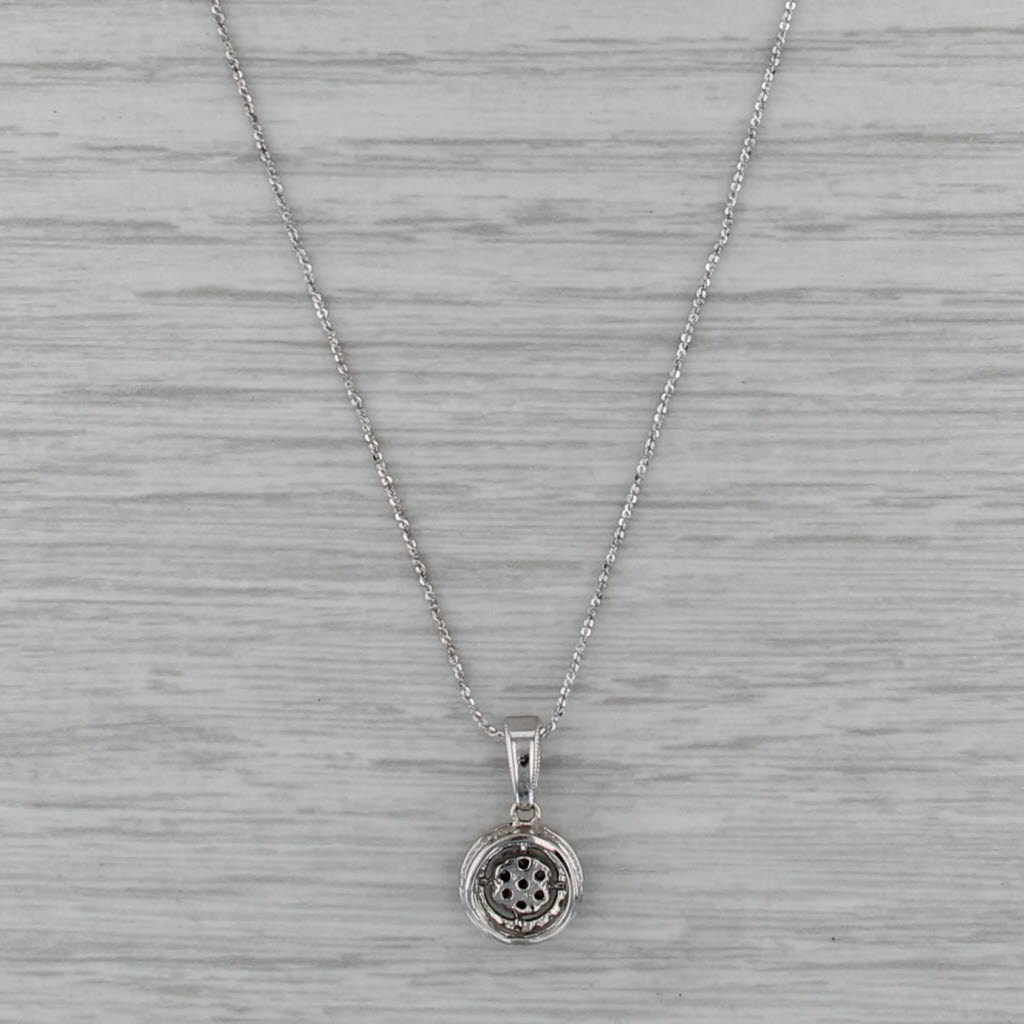 0.15ctw Diamond Pendant Necklace 10k White Gold Adjustable 20.5" S-Link Chain