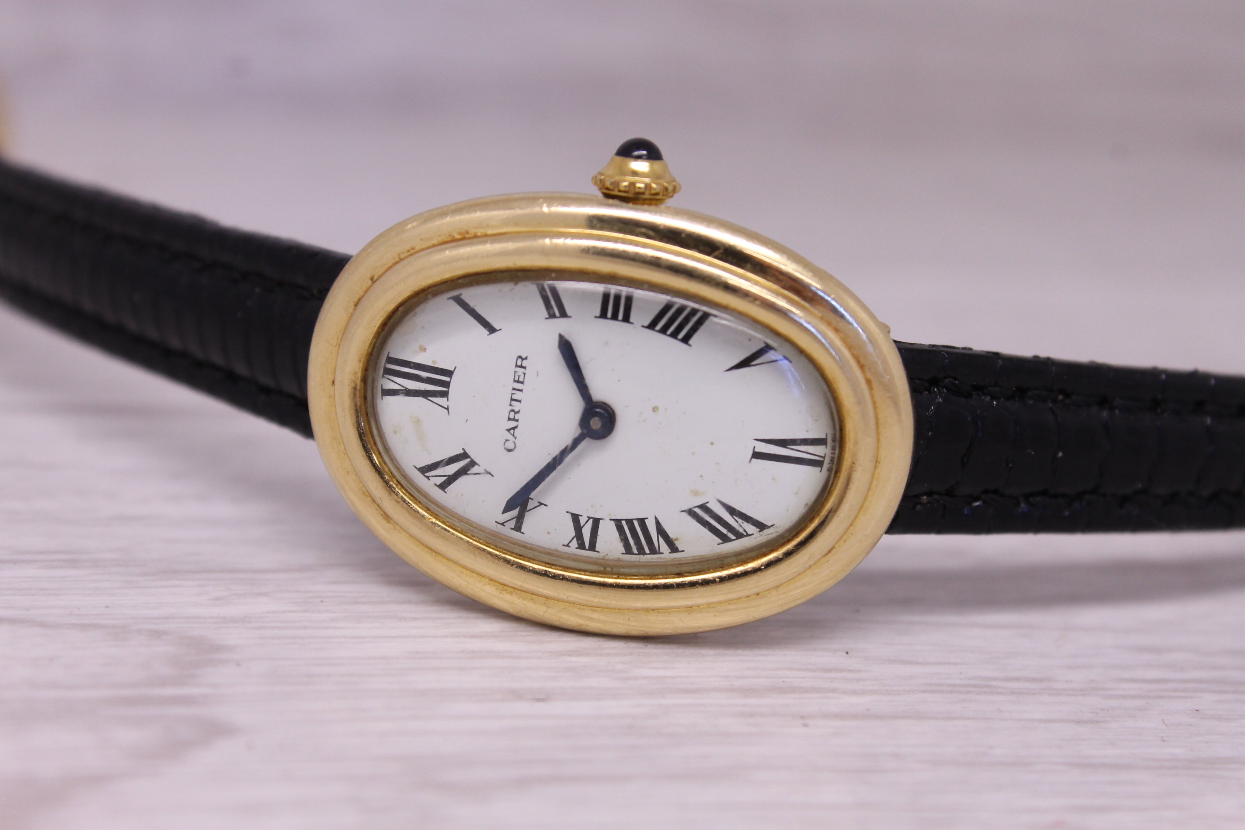 Vintage c.1980's Cartier Baignoire 78094 18k Yellow Gold Paris Manual Wind Watch