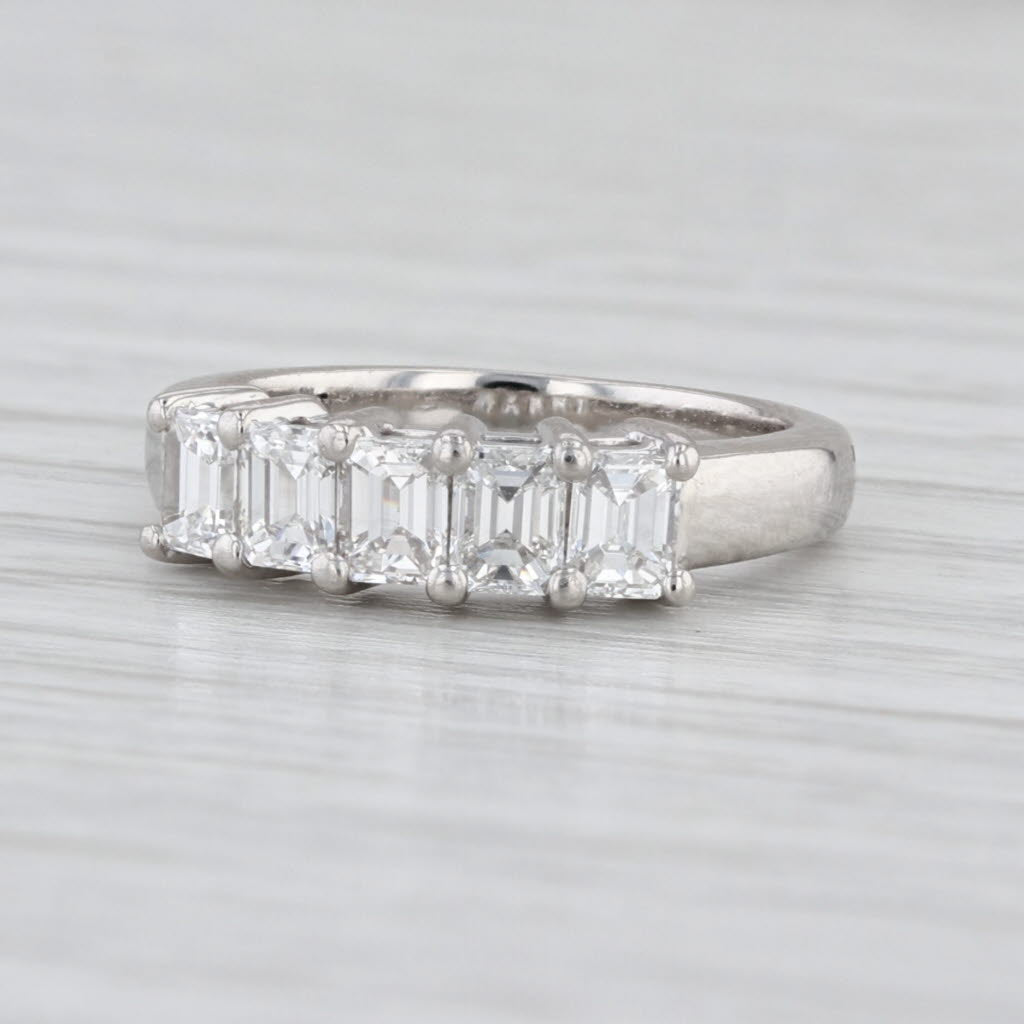 0.90ctw Diamond 5-Stone Ring Platinum Sz 4.5 Wedding Anniversary Band Stackable