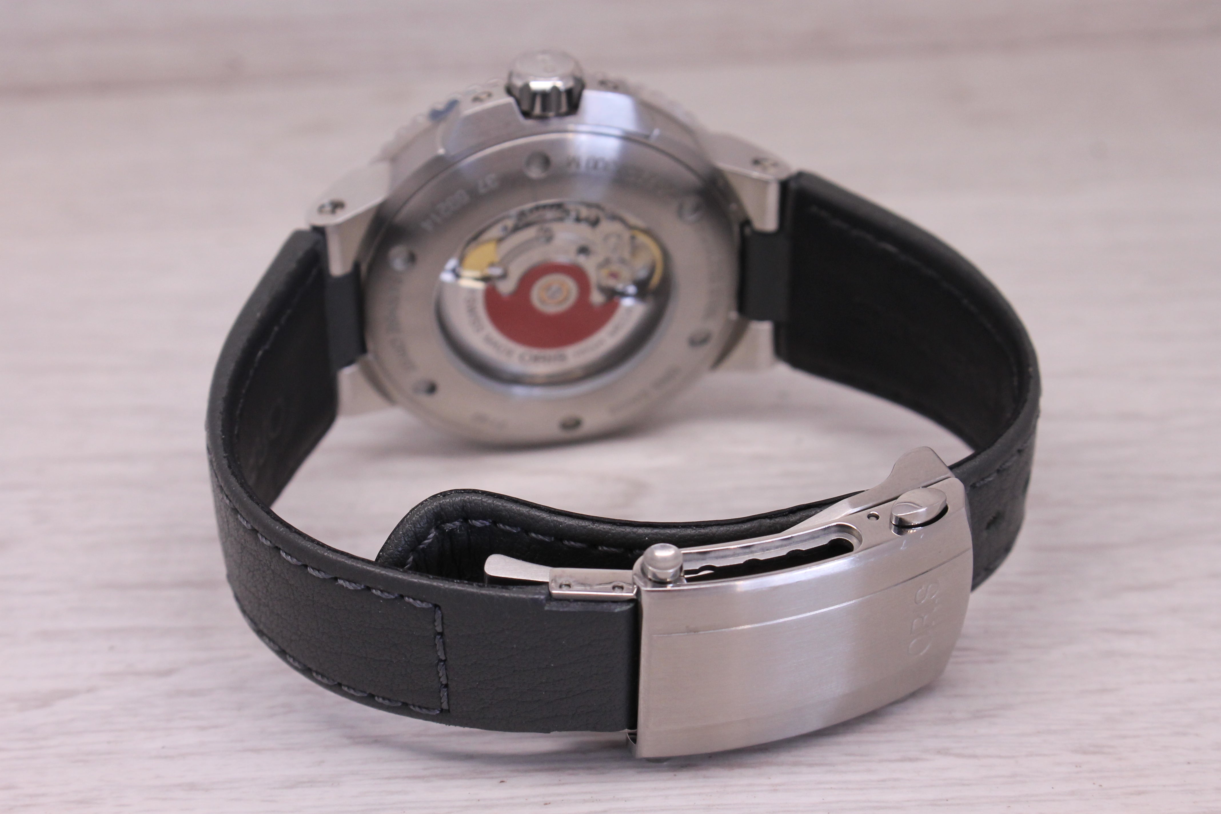 Oris Aquis Date Relief Mens 43.5mm Steel Automatic Divers Watch w/ Leather 7730