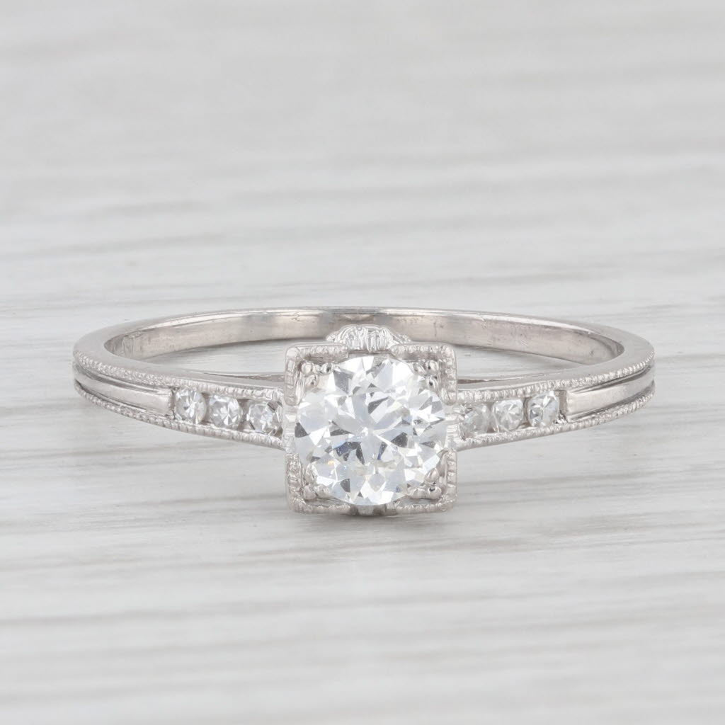 Light Gray Vintage 0.56ctw Old European Diamond Engagement Ring Platinum Size 7.5