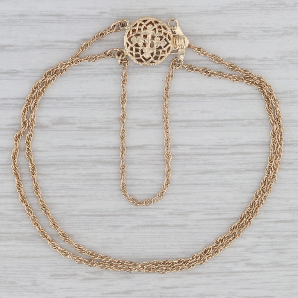 Gray Double Rope Chain Starter Slide Charm Bracelet 14k Yellow Gold 7"