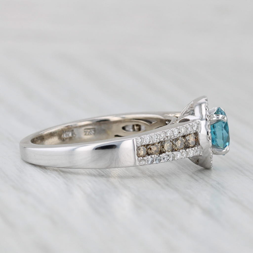 Light Gray Le Vian 1.38ctw Blue Zircon Diamond Halo Ring 14k White Gold Size 7 Engagement