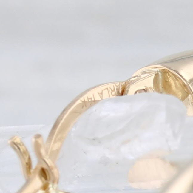 Light Gray Round Hoop Earrings 14k Yellow Gold Brushed Polished Pierced Round Hoops