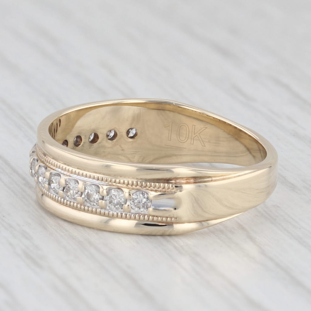Light Gray 0.36ctw Diamond Men's Wedding Band 10k Yellow White Gold Size 10.25 Ring