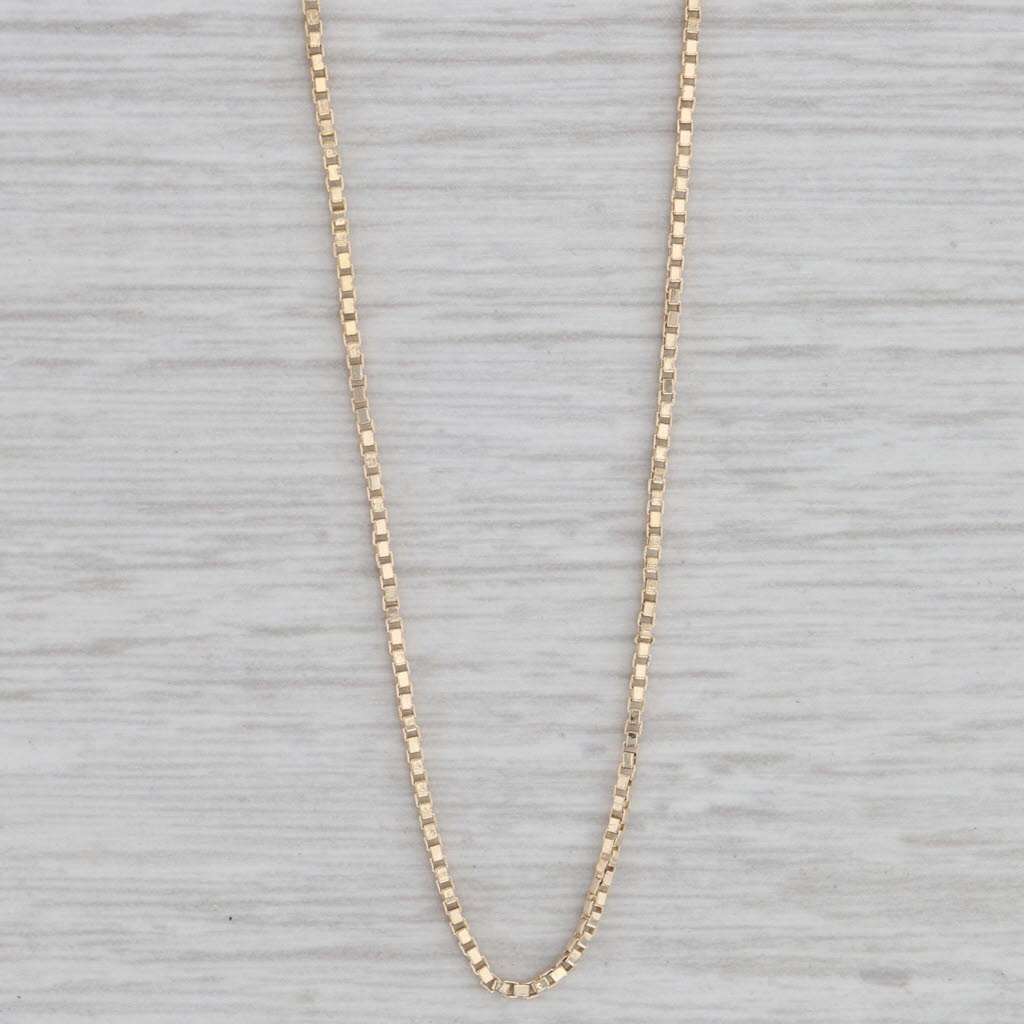 Gray 18.5" 1mm Box Chain Necklace 14k Yellow Gold Italian