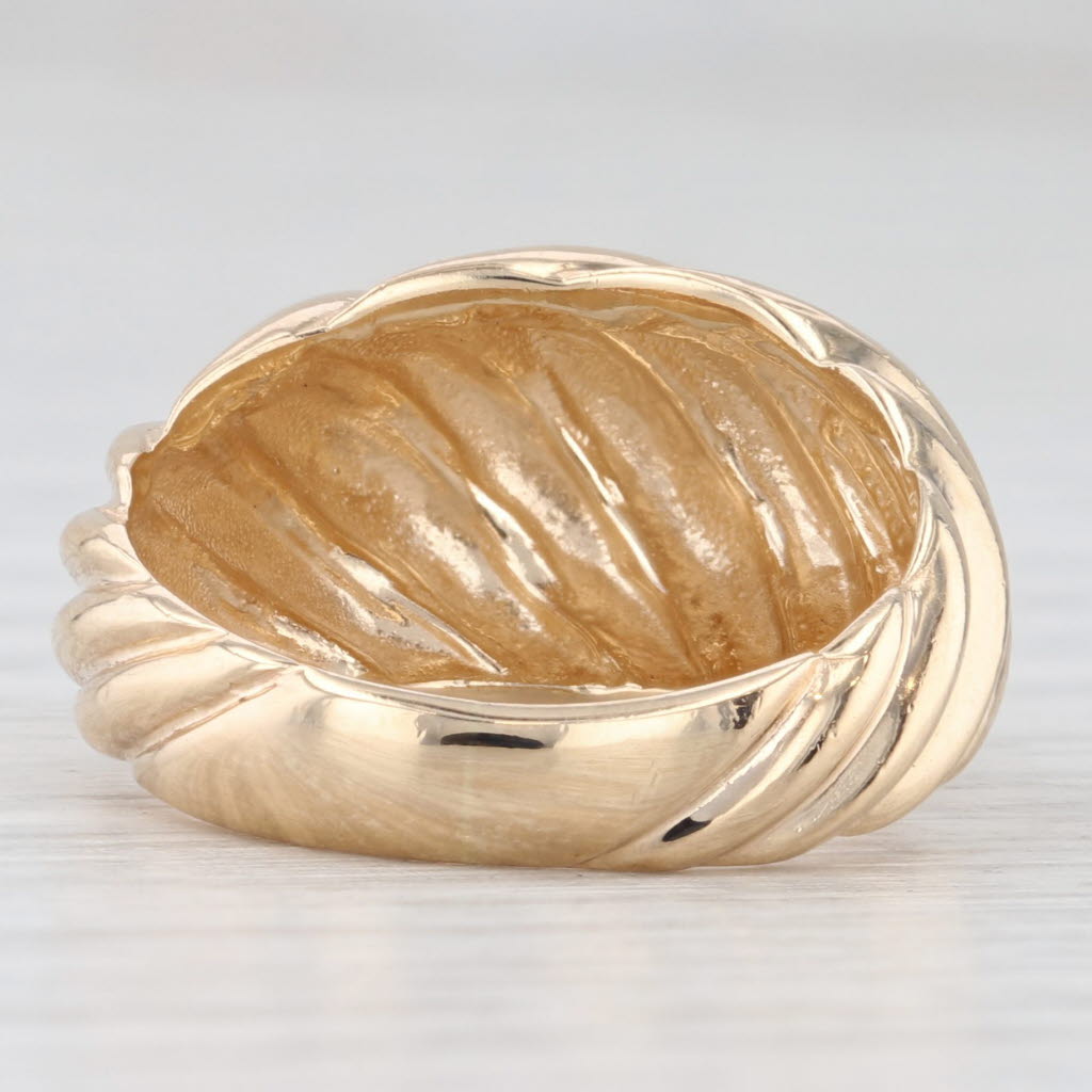 Light Gray Brushed Scalloped Croissant Domed Ring 14k Yellow Gold Size 5.25