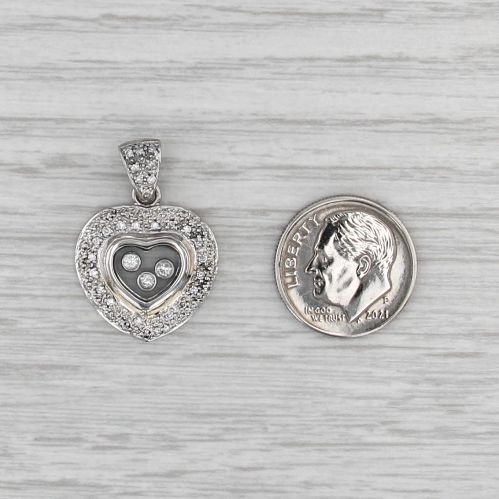Floating Diamonds Display Pave Heart Pendant 18k White Gold