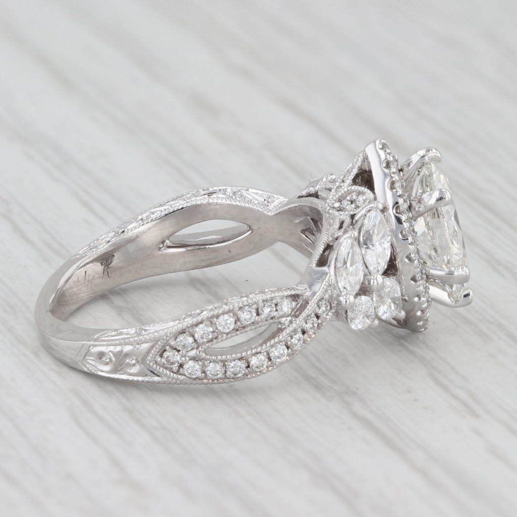 Light Gray Neil Lane 1.34ctw Marquise Halo Engagement Ring 14k White Gold Size 4.25