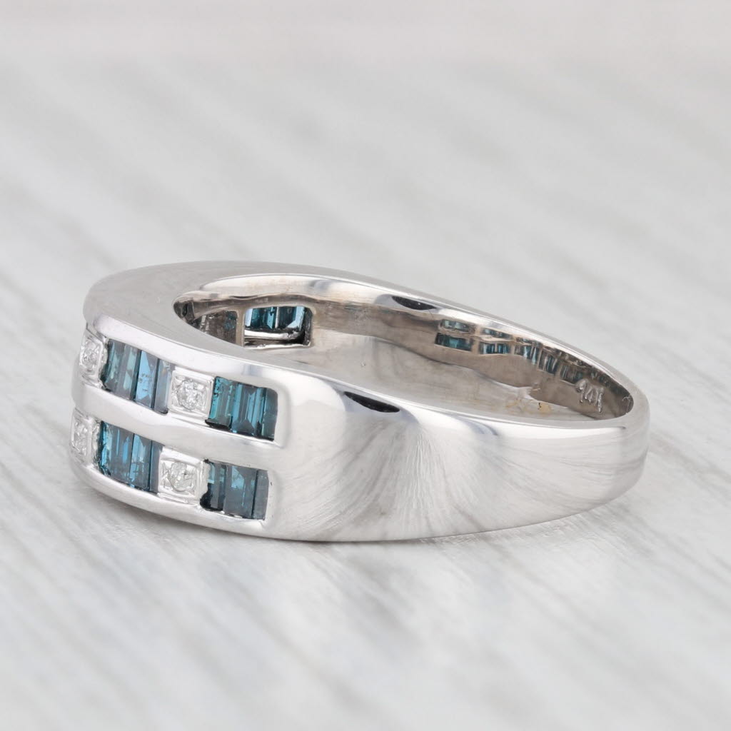 Light Gray 0.66ctw Blue White Diamond Ring 14k White Gold Size 7 Wedding Anniversary Band