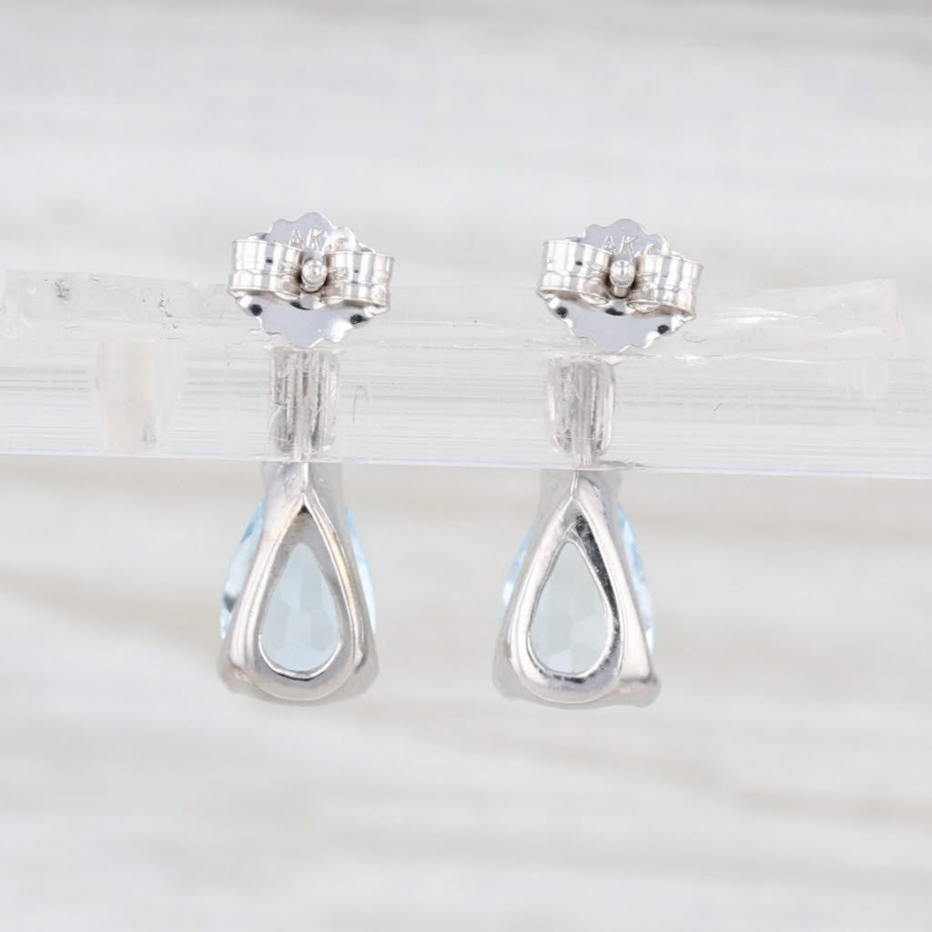 1.50ctw Pear Aquamarine Teardrop Dangle Earrings 14k White Gold Drops