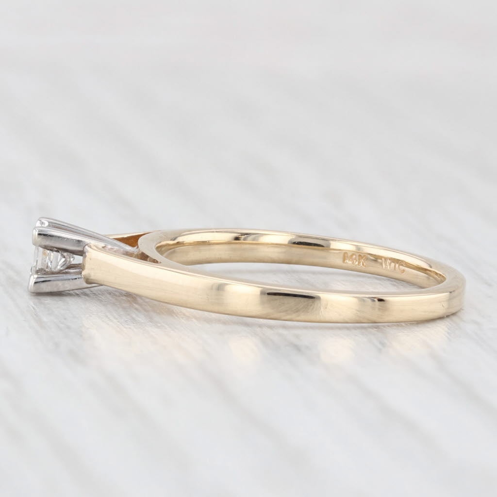 Light Gray 0.25ct Princess Diamond Solitaire Ring 14k Yellow Gold Size 7.25
