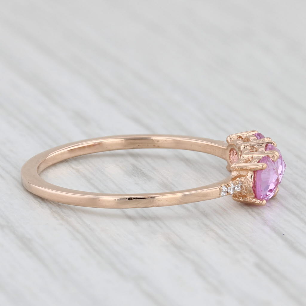 Light Gray 0.96ctw Pink Sapphire 3-Stone Ring 14k Rose Gold Diamond Accents Size 8.5