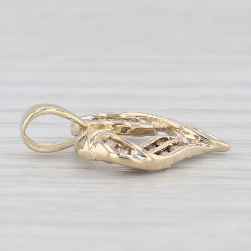 Light Gray 0.23ctw Champagne Diamond Open Heart Pendant 10k Yellow Gold