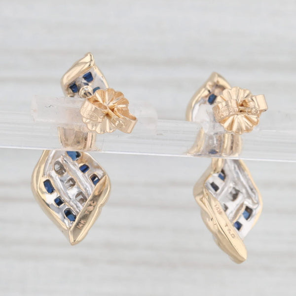 1.05ctw Blue Sapphire Diamond Drop Earrings 14k Yellow Gold Town & Country