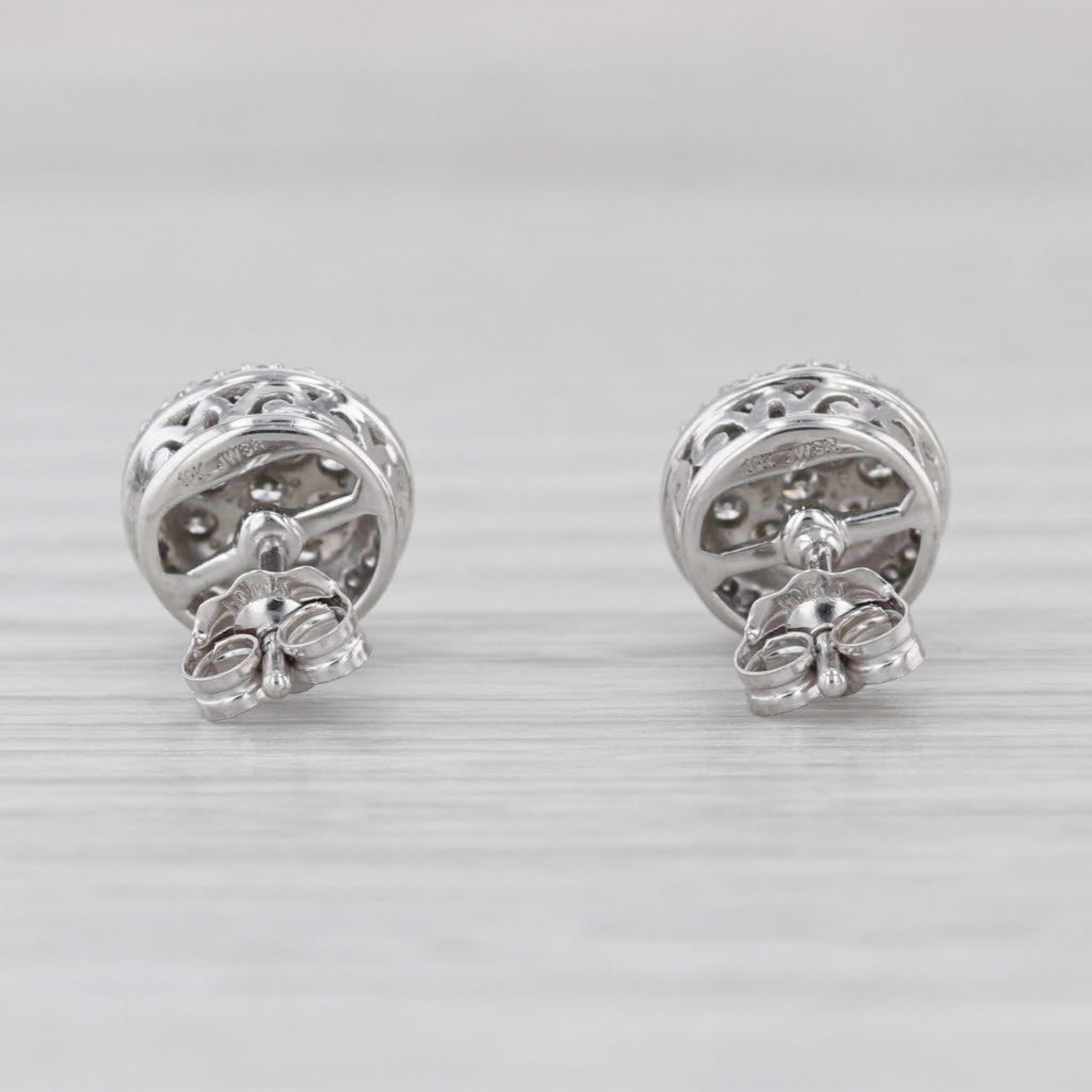 0.42ctw Diamond Cluster Halo Stud Earrings 10k White Gold Studs