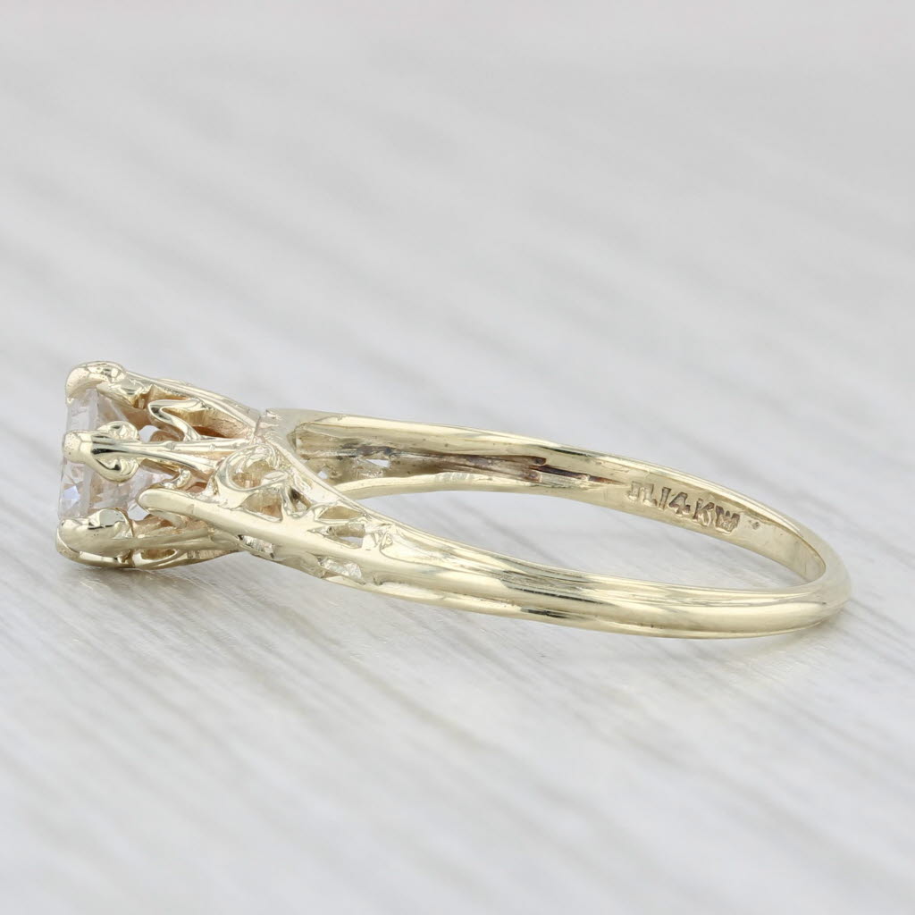 Light Gray 0.52ct Round Diamond Solitaire Engagement Ring 14k Gold Ornate Openwork Sz 6.75