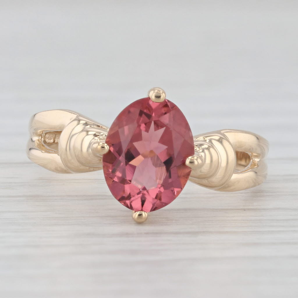 Light Gray 2ct Oval Pink Tourmaline Solitaire Ring 14k Yellow Gold Size 7