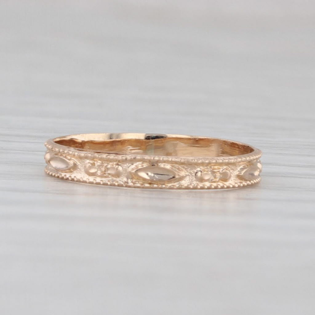 Gray Vintage Floral Pattern Baby Ring 10k Yellow Gold Small Size Band Kramer's Box