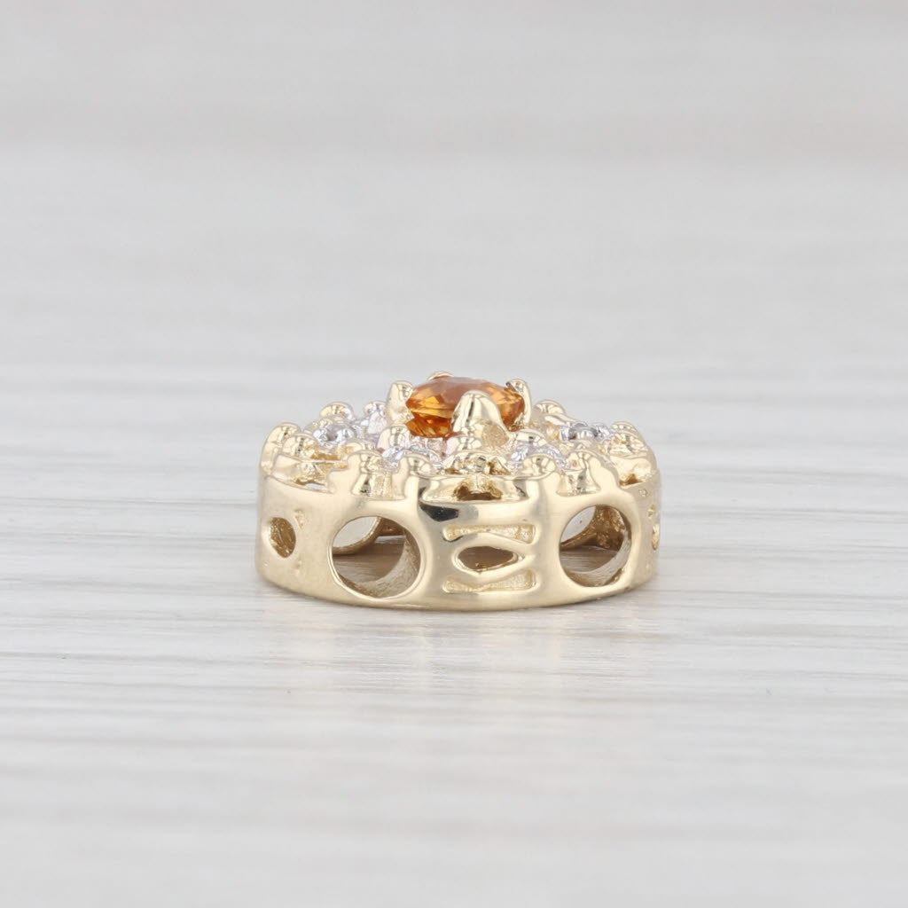 Light Gray OMG 0.20ctw Citrine Slide Bracelet Charm 14k Yellow Gold Diamond Accents Vintage