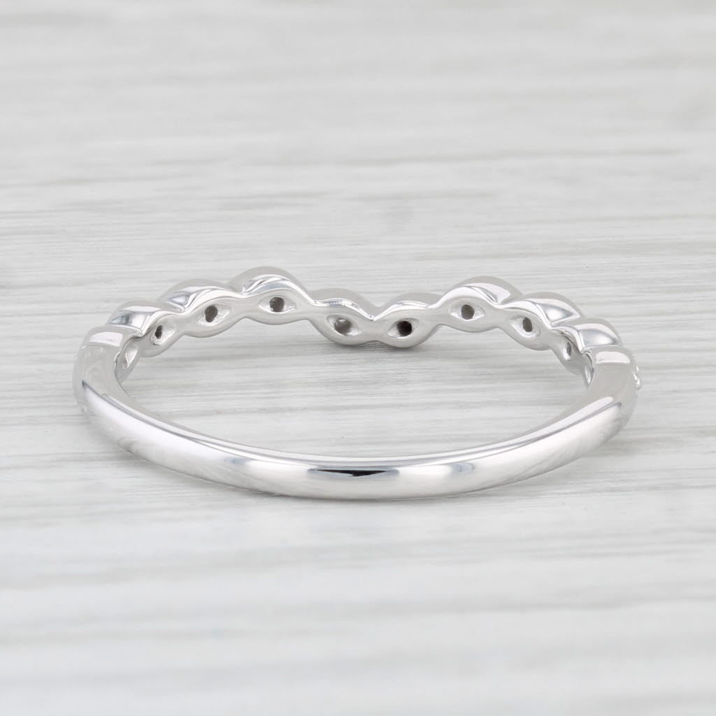 Light Gray Diamond Contoured V Stackable Ring 10k White Gold Wedding Band Size 8