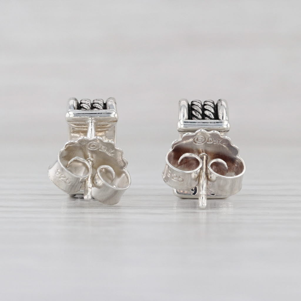 David Yurman Small Hoop Cable Earrings Sterling Silver Studs