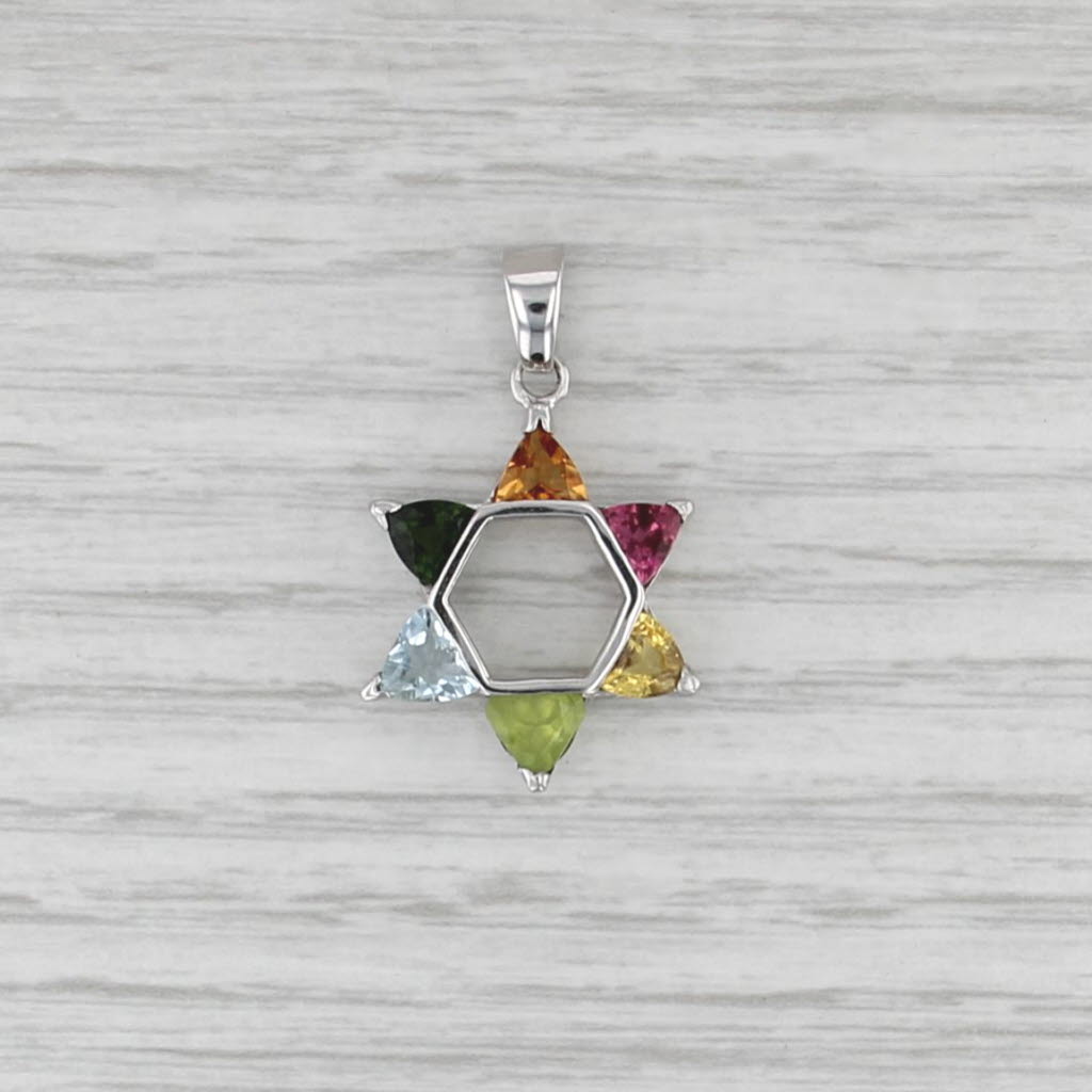 Gemstone Star Pendant 14k Gold Citrine Tourmaline Aquamarine Peridot Sapphire