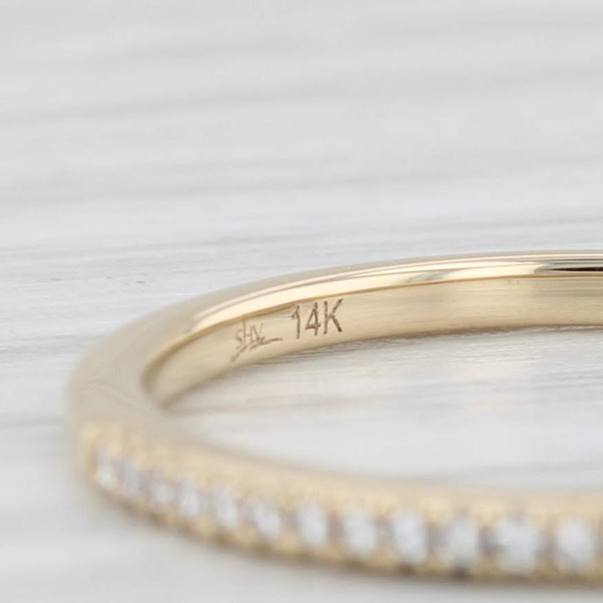 Light Gray Diamond Accented Wedding Band 14k Yellow Gold Size 7 Stackable Ring Shy
