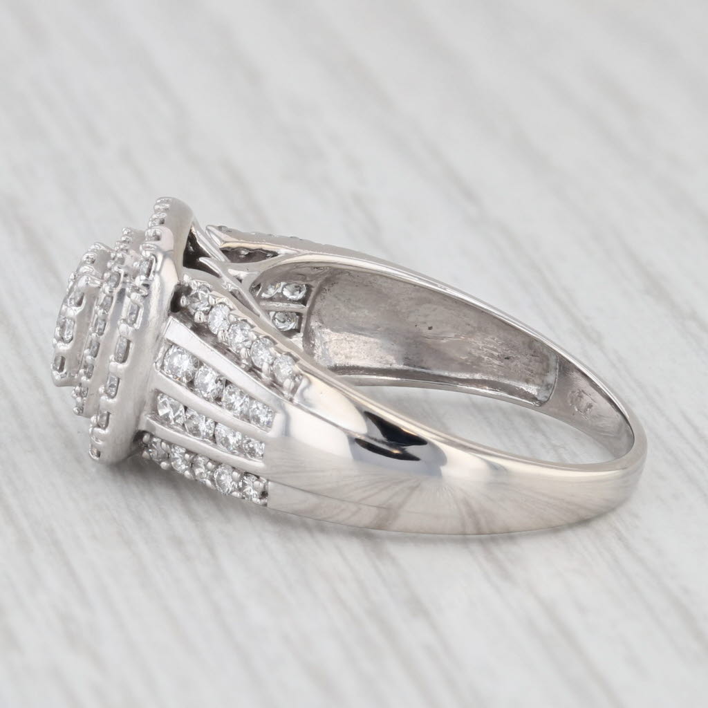 Light Gray 1ctw Round Diamond Halo Engagement Ring 10k White Gold Size 8